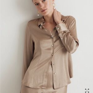 Madewell Darted Button-Up Shirt in Satin